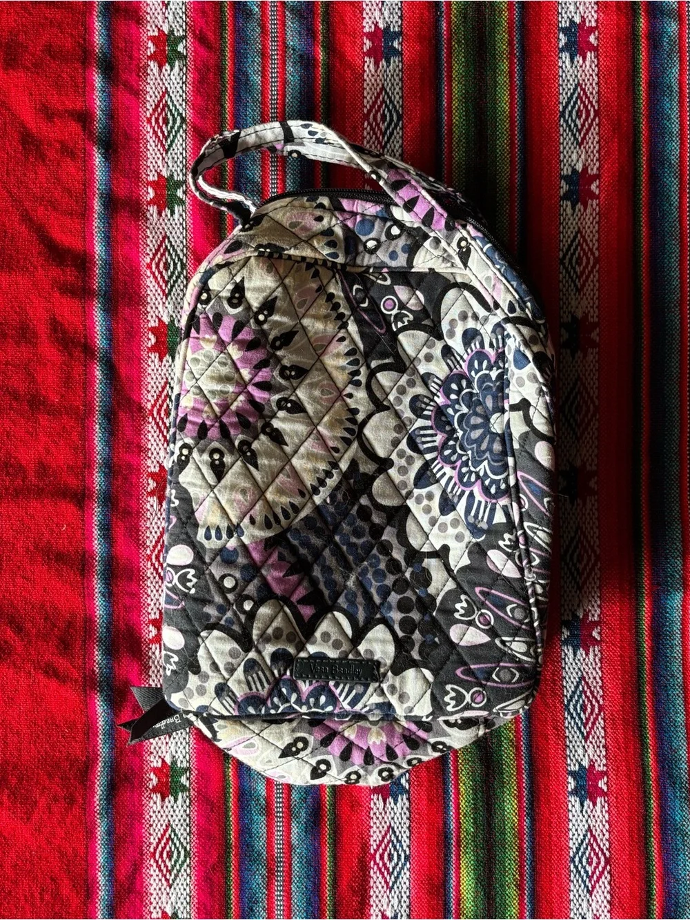 Vera Bradley Quilted Cosmetic Wristlet - Black, Gray & Pink